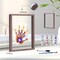 Family Handprint Kit, DIY Craft Keepsake Wooden Frame, Endless Gift Set, Non-Toxic Paints, Transparent Sheets (Brown)